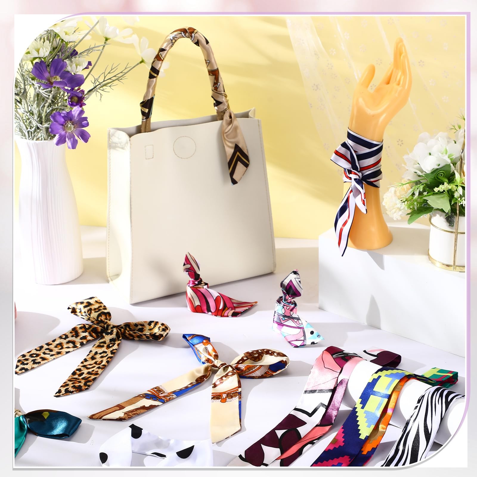 Handepo 12 Pcs Women Handbag Head Scarf Hair Purse Scarf