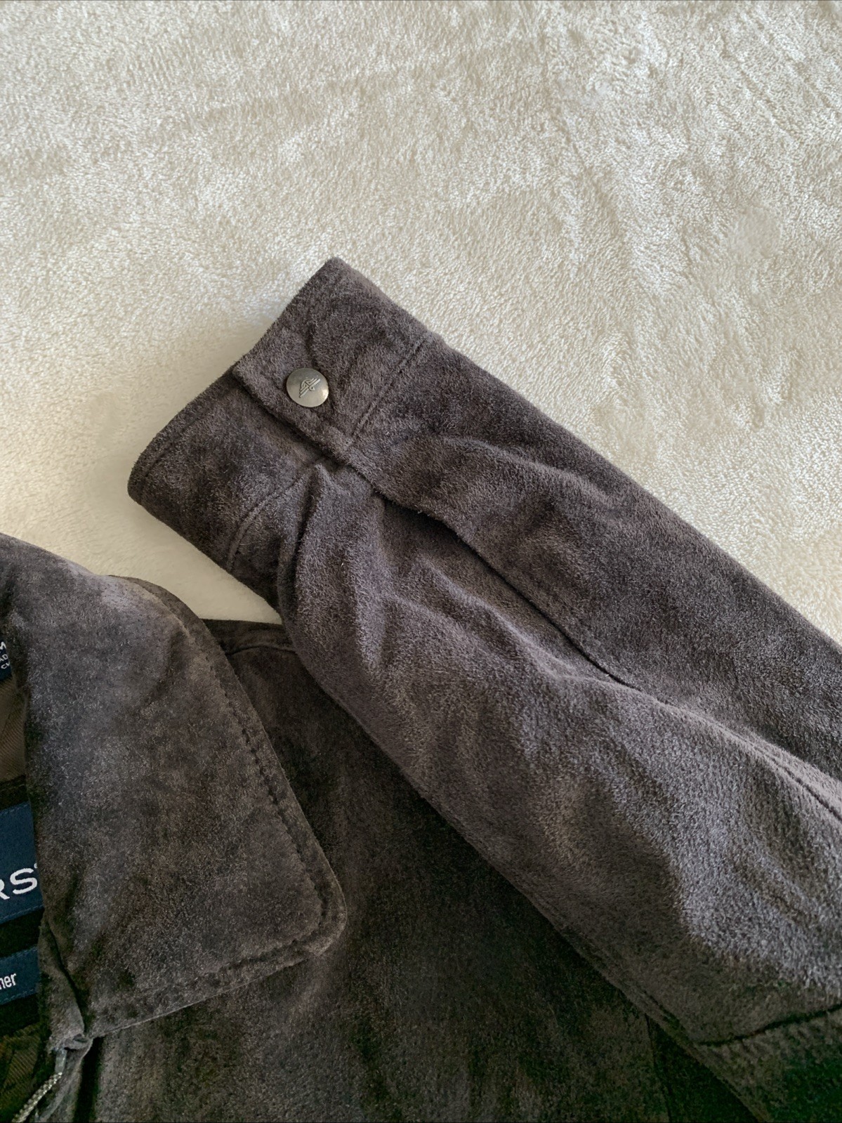 Dockers Premium Mens Suede Leather Coat – Dark Brown – Size Medium Preowned