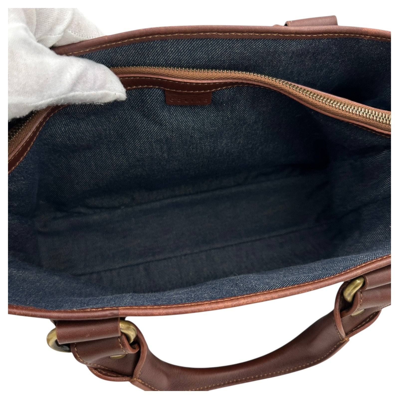 Auth CELINE Boogie Bag Paris Macadam Denim Jacquard Tote Bag ce4450cc