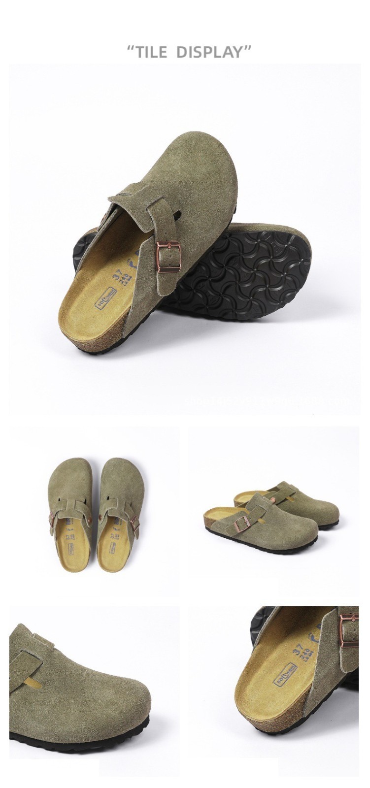 Boston Soft Footbed Clogs Suede Leather Slip On Sandals Mules Unisex Casual Shoe