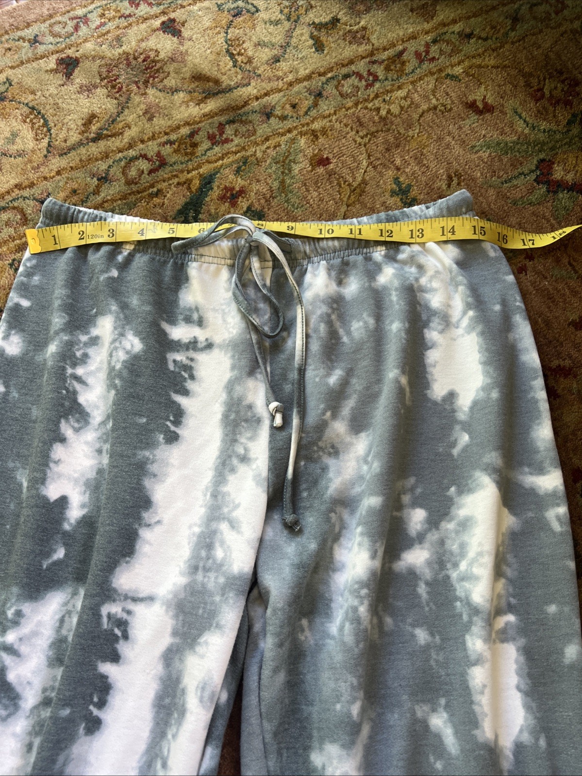 COMO BLU Tie Dye Gray White Pullover & Jogger Pants Matching Lounge Set Cozy M