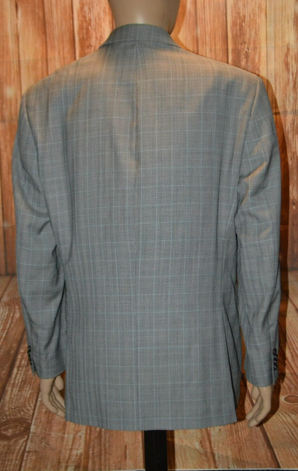 Michael Kors Men Gray Wool Blend Dual Vent Check Pattern Sports Coat Sz 46R