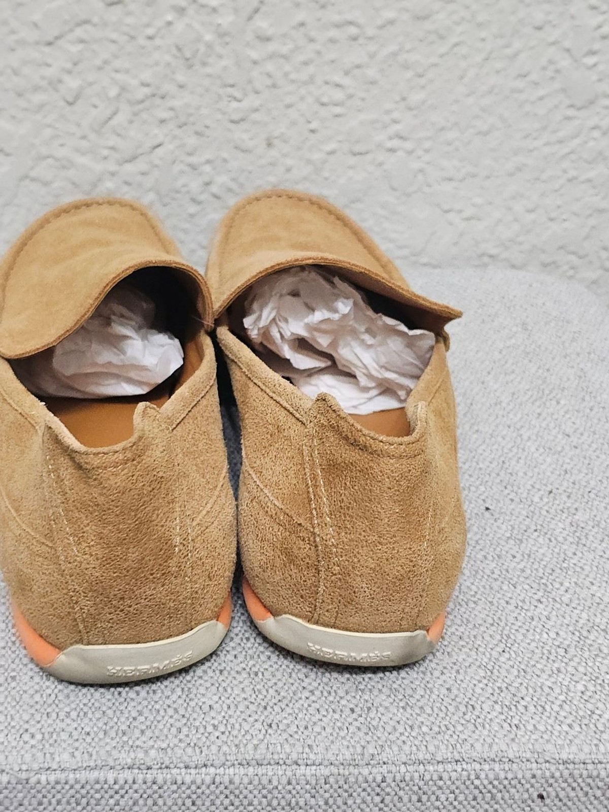 Hermès Paris Tan Suede Slip-On Loafers Driving Shoes Size 43.5
