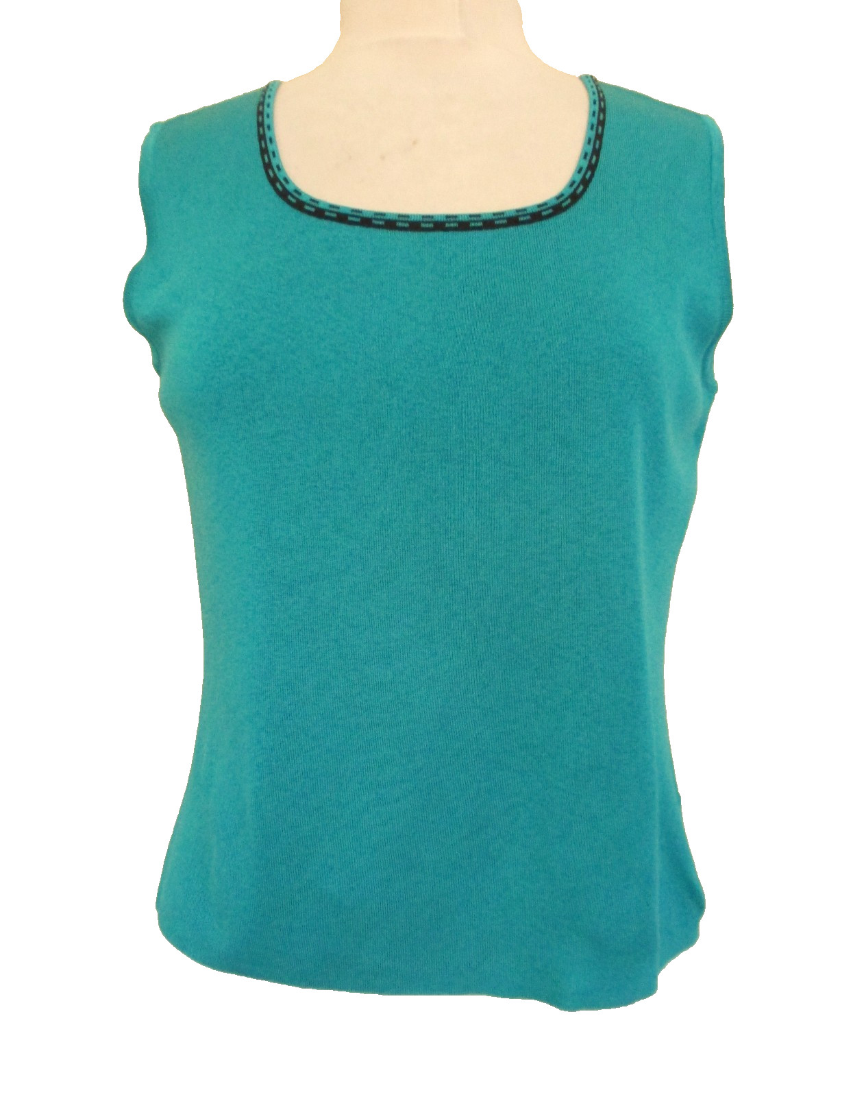 Ming Wang 2-Piece Twinset Turquoise Black Cardigan & Tank Knit S/M Women NWT