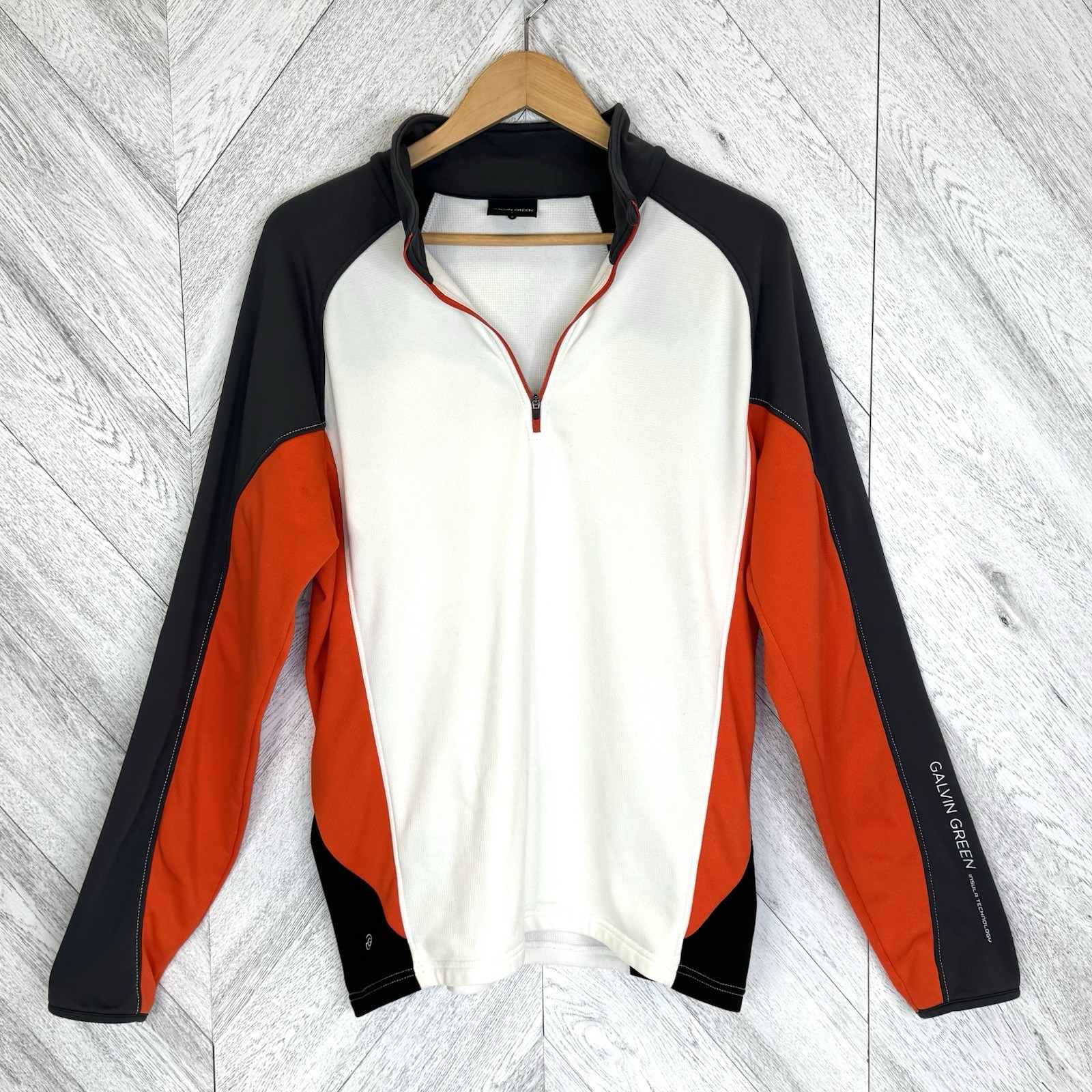 Galvin Green 1/4 Zip Long Sleeve Golf Pullover Mens Large Colorblock Gray Orange