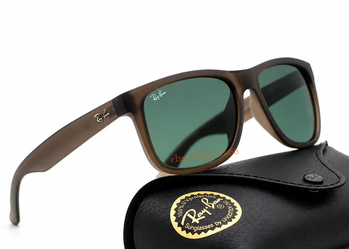 Ray-Ban RB4165 Justin Classic Sunglasses Matte Opal Grey Green Lens 54-16 UV400