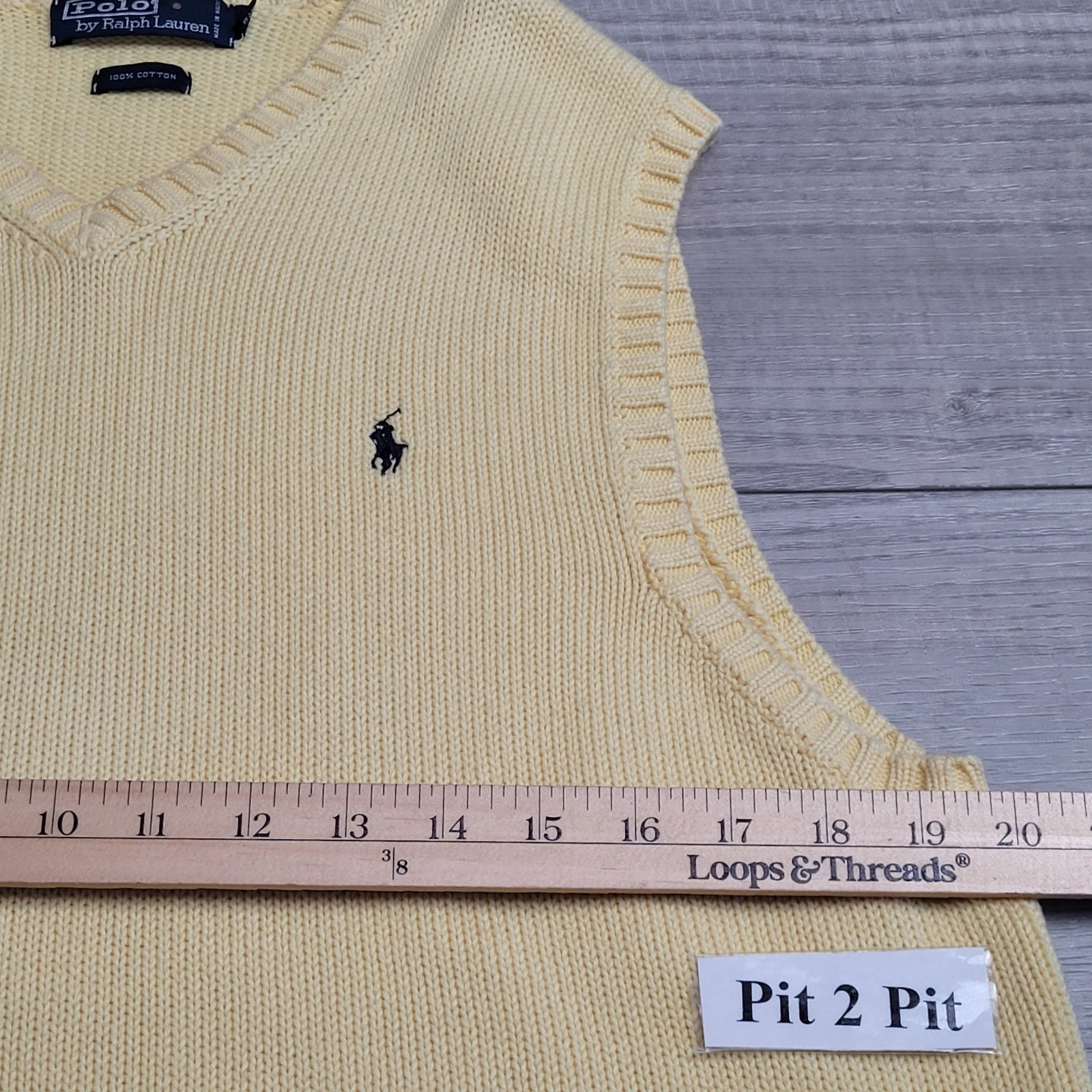 🐎 VTG Polo Ralph Lauren Macau Sweater Vest Men M Butter Yellow Preppy 90’s Y2K