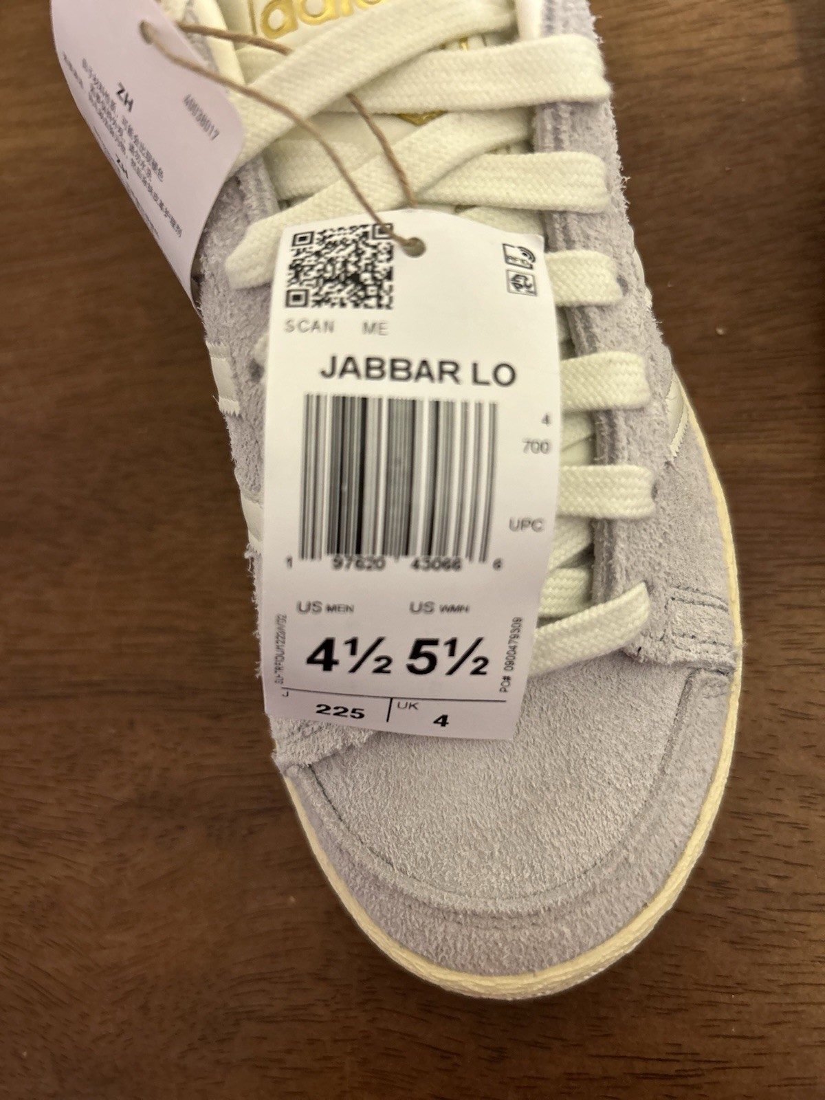 NEW ADIDAS JABBAR LO M 4.5/ W 5.5 Grey/Ivory/Vanilla JS0807 Sneakers Shoes
