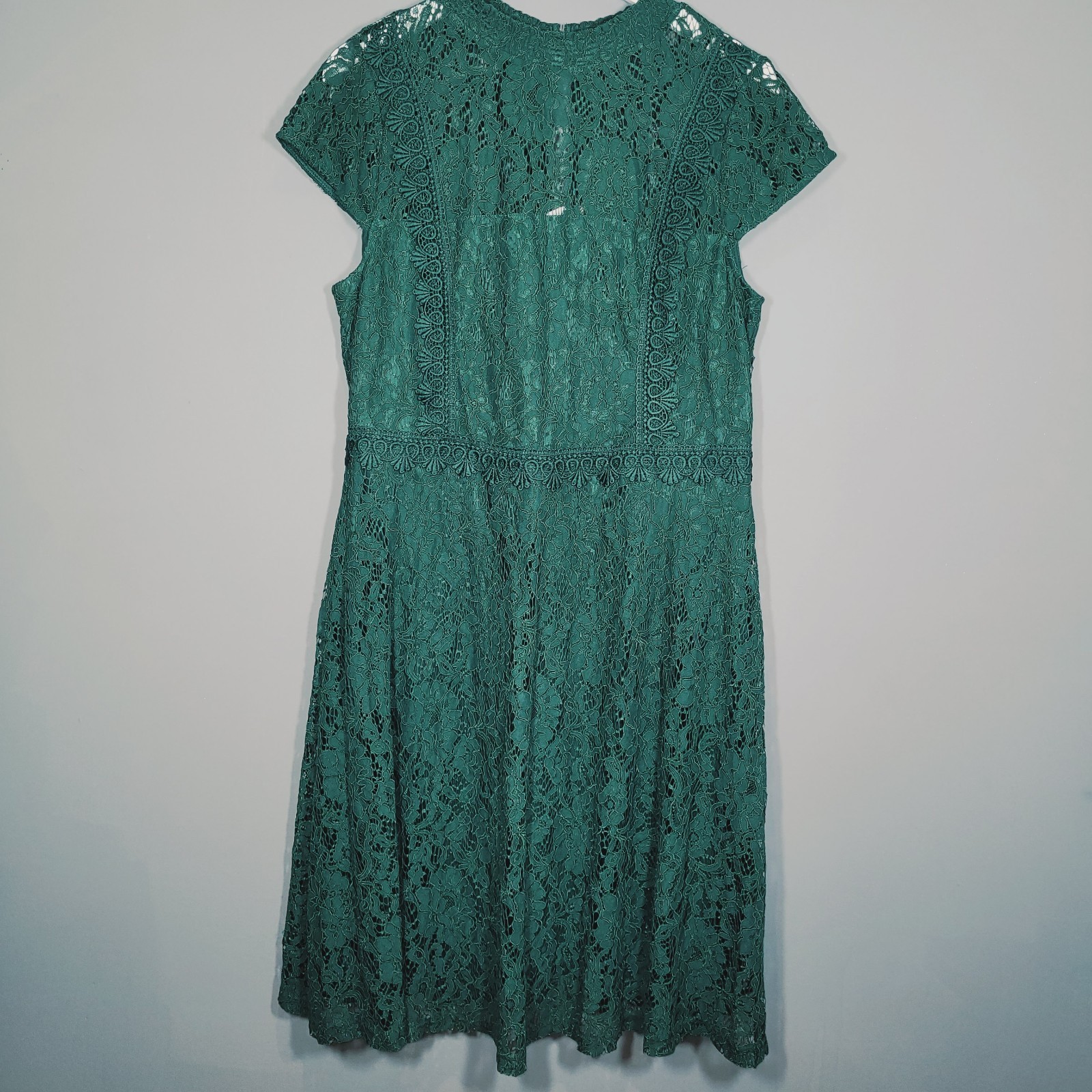 BNWT NEW DOROTHY PERKINS DRESS 16 DARK GREEN CROCHET FLORAL SHIFT PARTY WD62