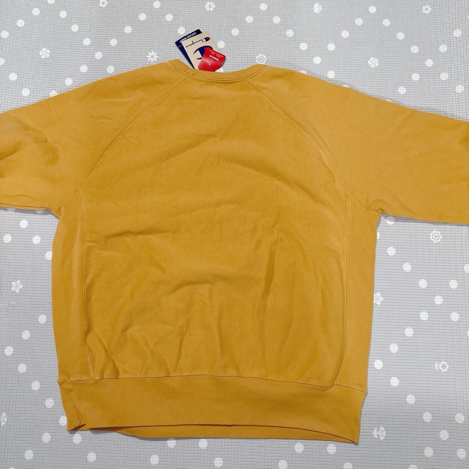 Champion Reverse Weave Vintage Wash Yellow Crew Soft Sweatshirt Men XLarge (D9)