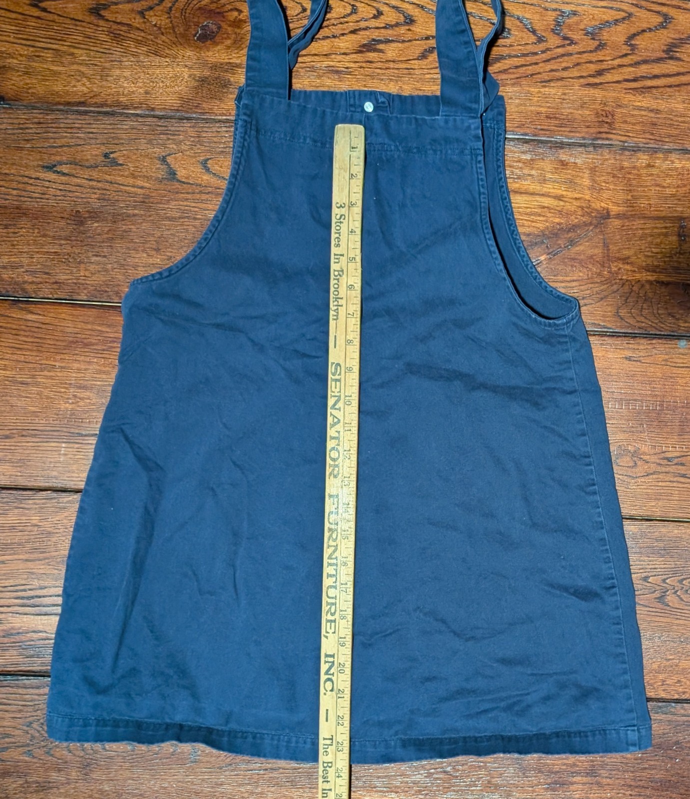 A. BYER Women’s / Juniors Overall Style Mini Dress Navy Blue Metal Buttons Sz 11