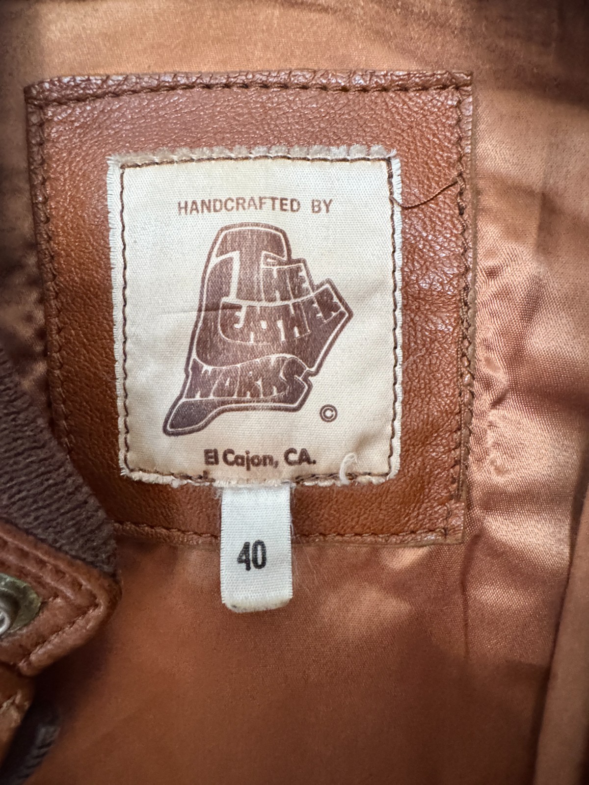VINTAGE LEATHER PORSCHE JACKET ZIP UP THE LEATHER WORKS CALIFORNIA 21.5″x27.5″