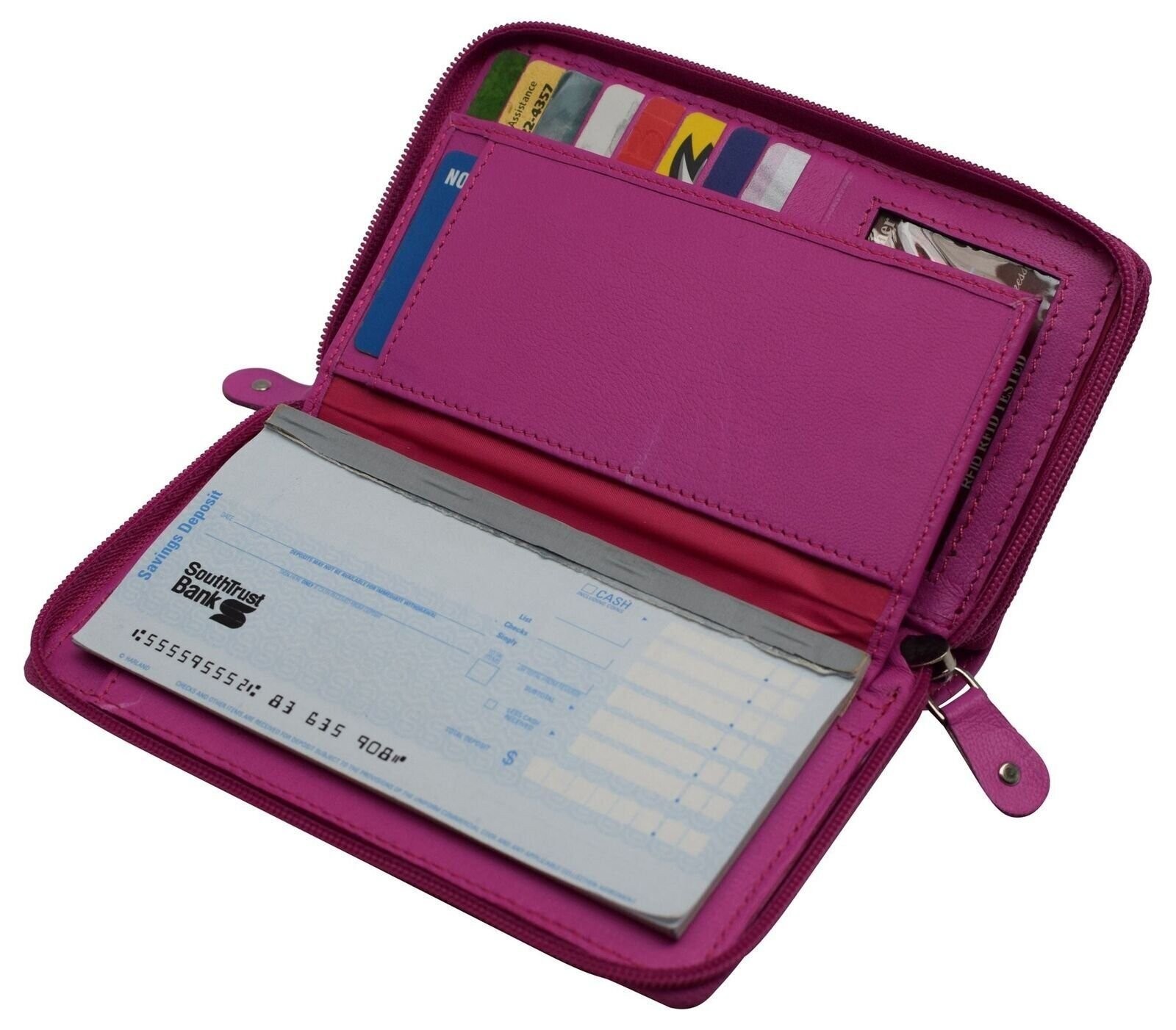 RFID Blocking Double Zipper Smartphone Genuine Leather Large Women’s Wallet Hot