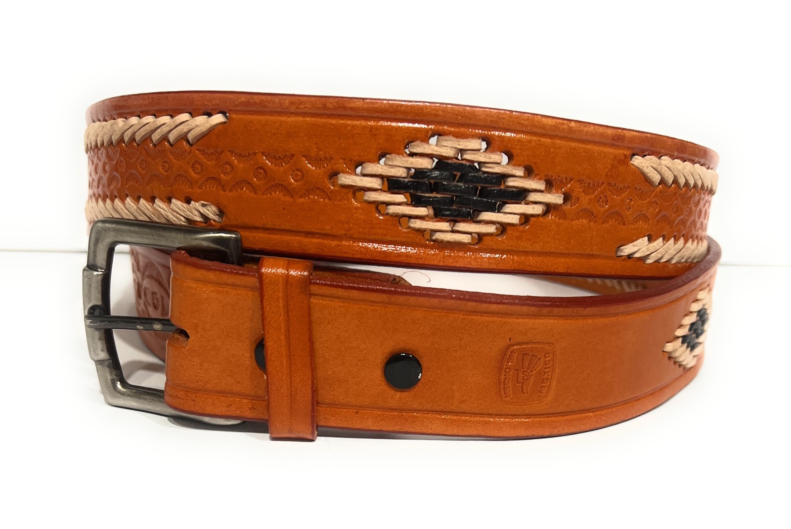 XL SIZES MEN’S WESTERN STYLE LEATHER BELT HAND BRAIDED CASUAL WORK LEATHER BELT