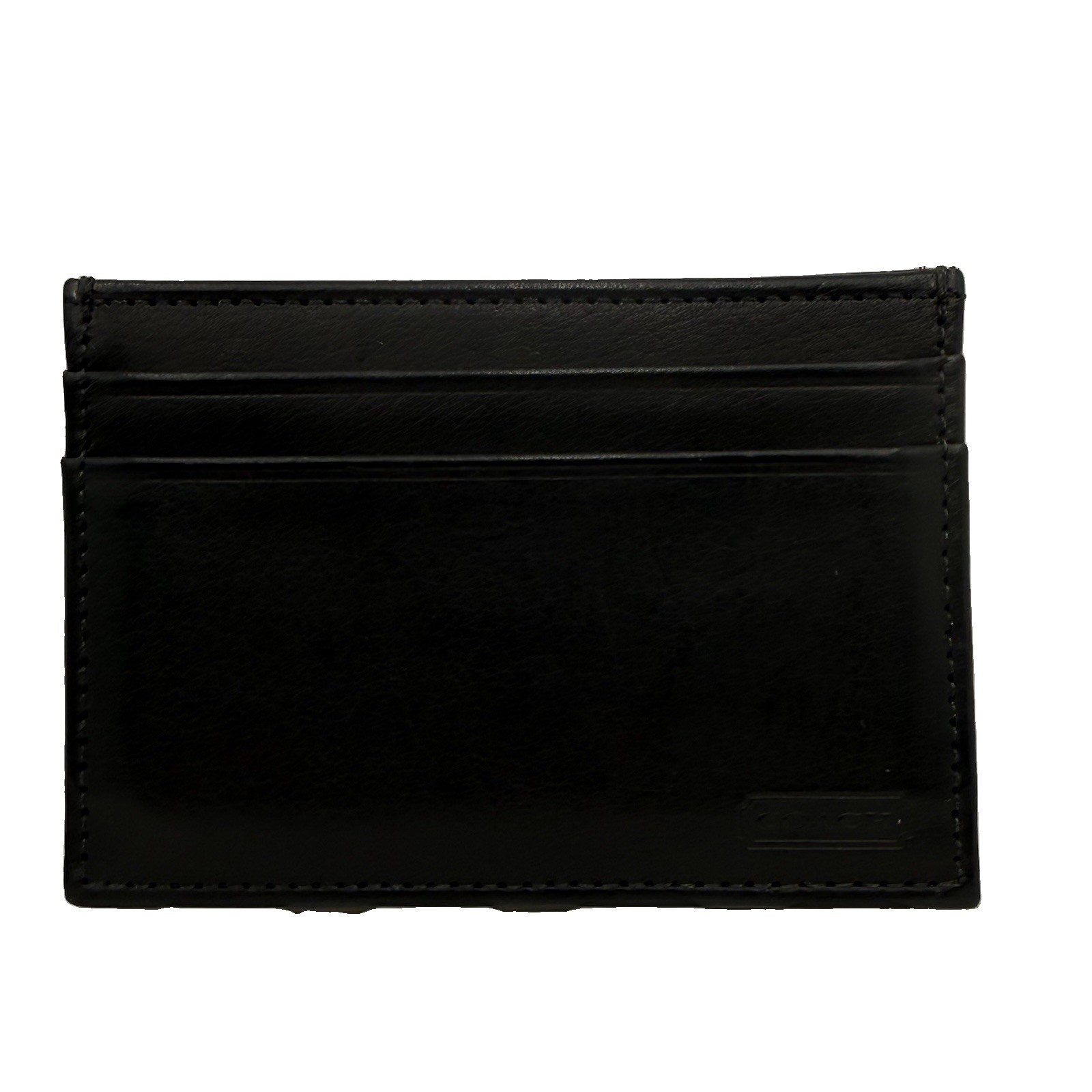 Coach Leather Card Case Very Dark Brown 5 Card Slots 3.9×2.8in Used EUC