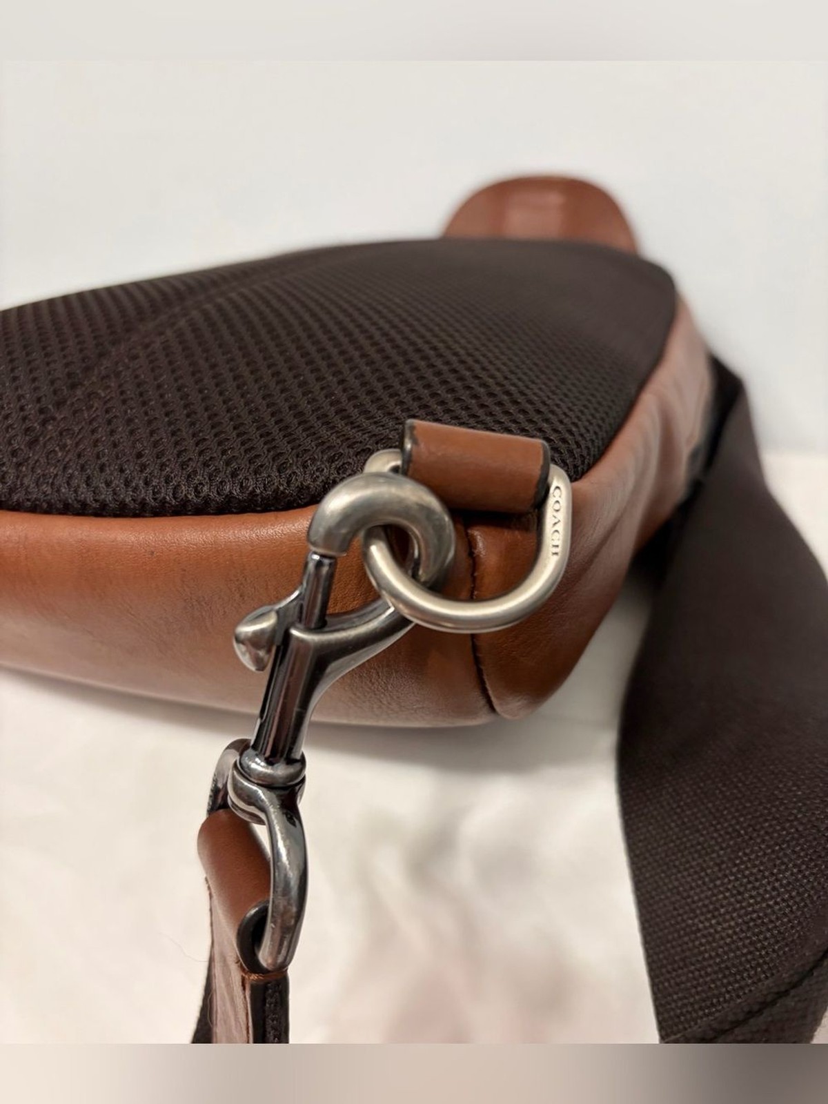 Coach Camden Leather Sling Pack (#F71344) in Tan Smoothed Leather w/ Black Strap