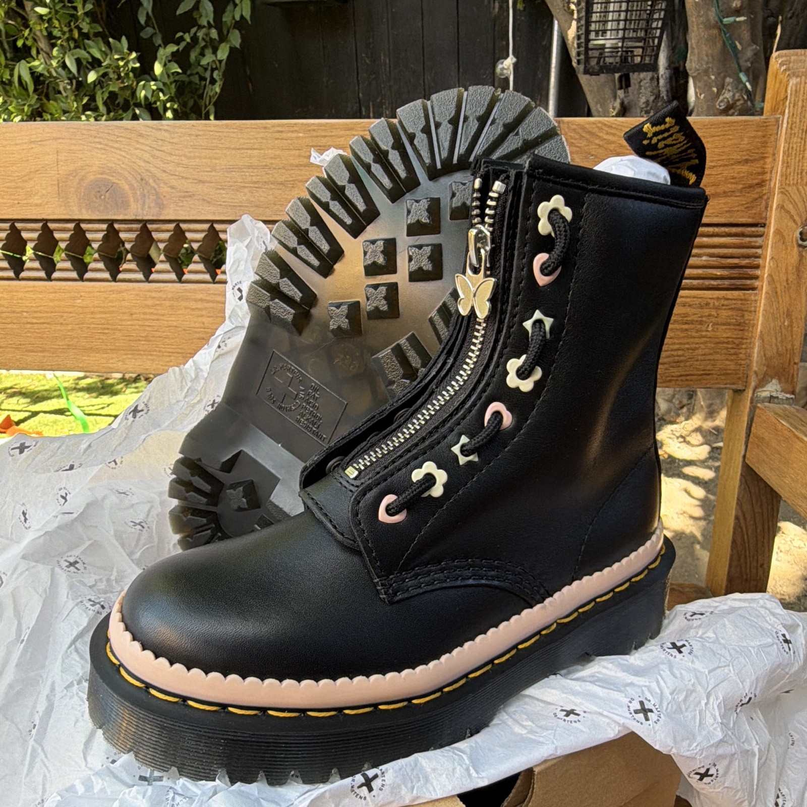 Dr. Martens 1460 Pascal Bex FZ Black Leather Zip Platform Ankle Boots UK 3
