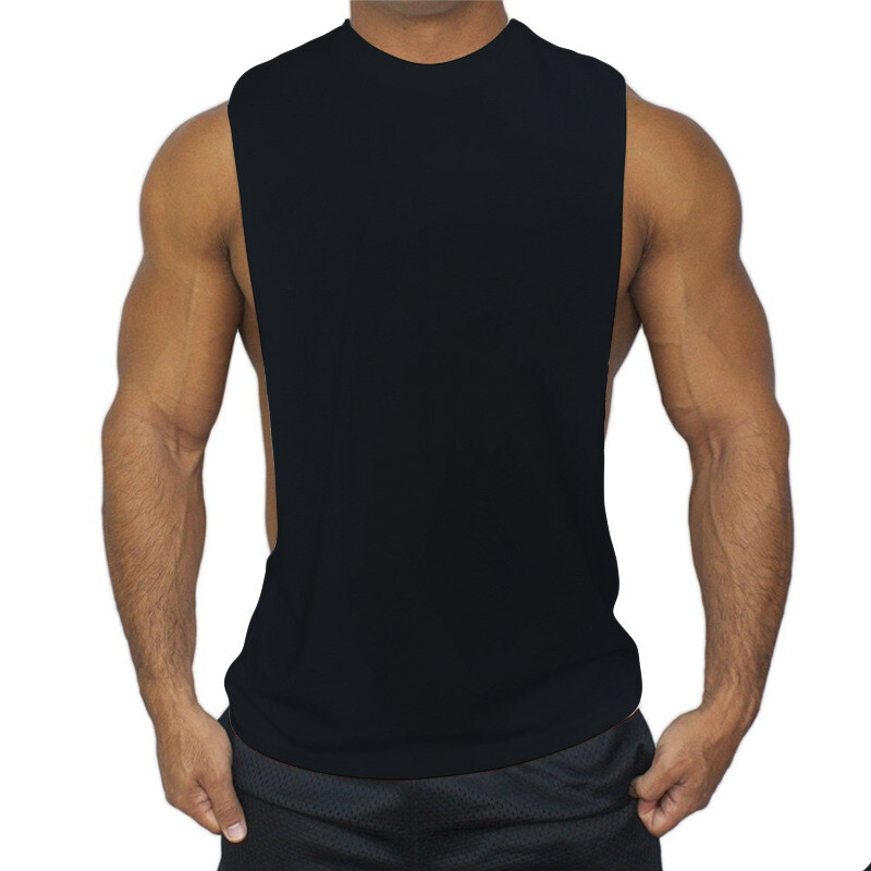 Men Sleeveless Muscle Stringer Tank Top Cut Open Gym Training Bodybuilding Vest