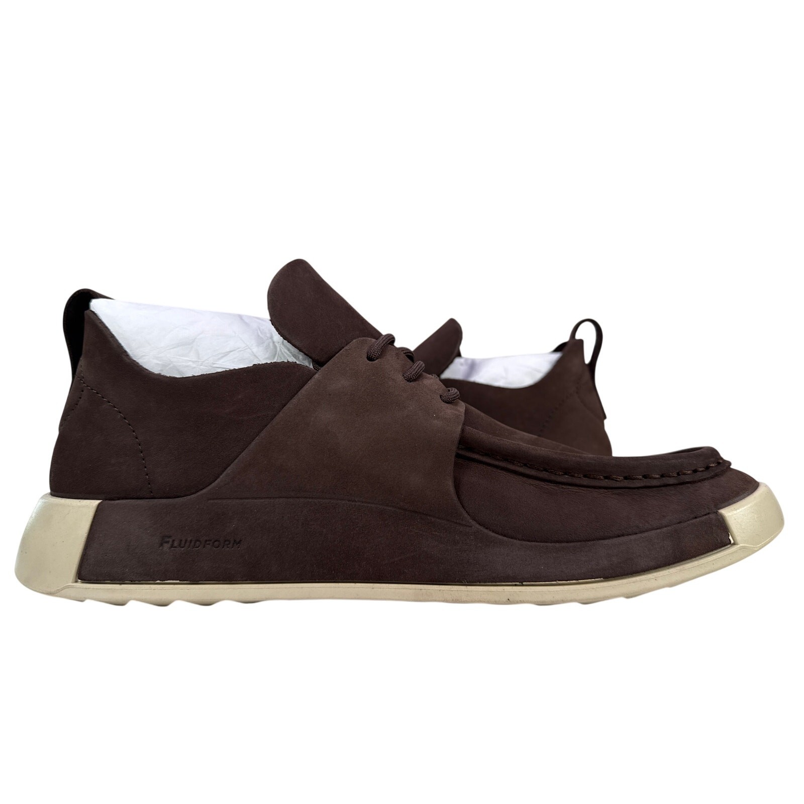 Ecco Cozmo Moccasin 2ND Mens 10-10.5 EU 44 Brown Nubuck Leather Mocha Lace up