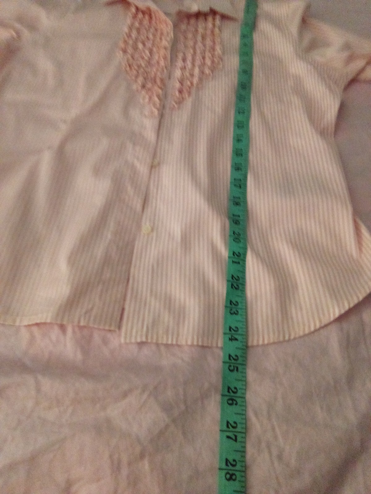 ” Lauren” Ralph Lauren Petite Pink& White Ruffle Front Cotton Shirt Blouse….