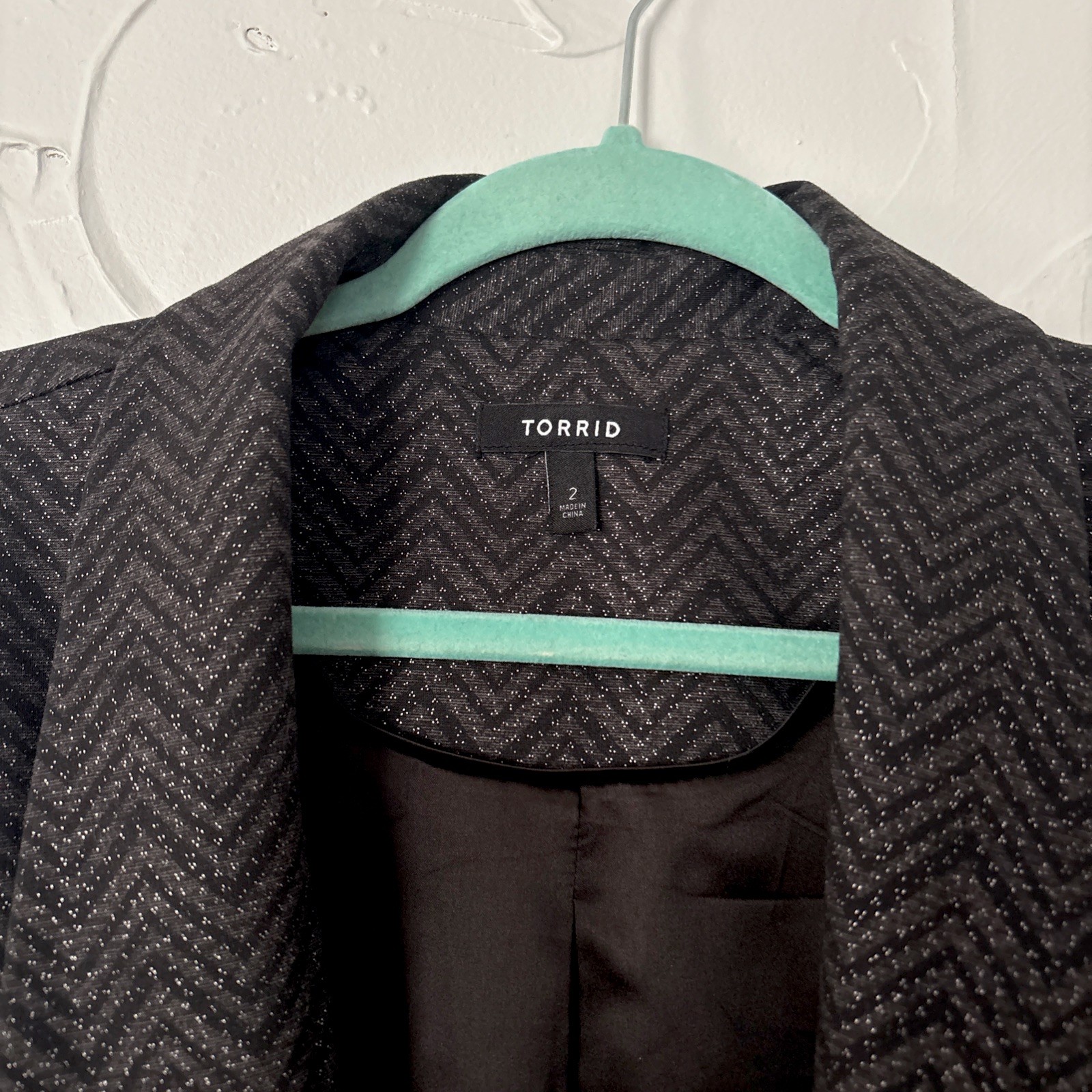 Torrid Studio Uptown Premium Ponte Black Chevron Stretch Peplum Blazer sz 2X 18/