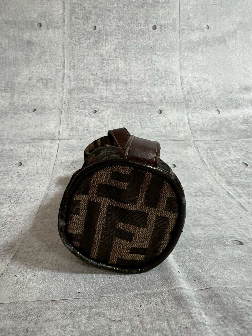 Fendi Zucca pattern FF hardware Leather Cylindrical shape Accessosry Pouch
