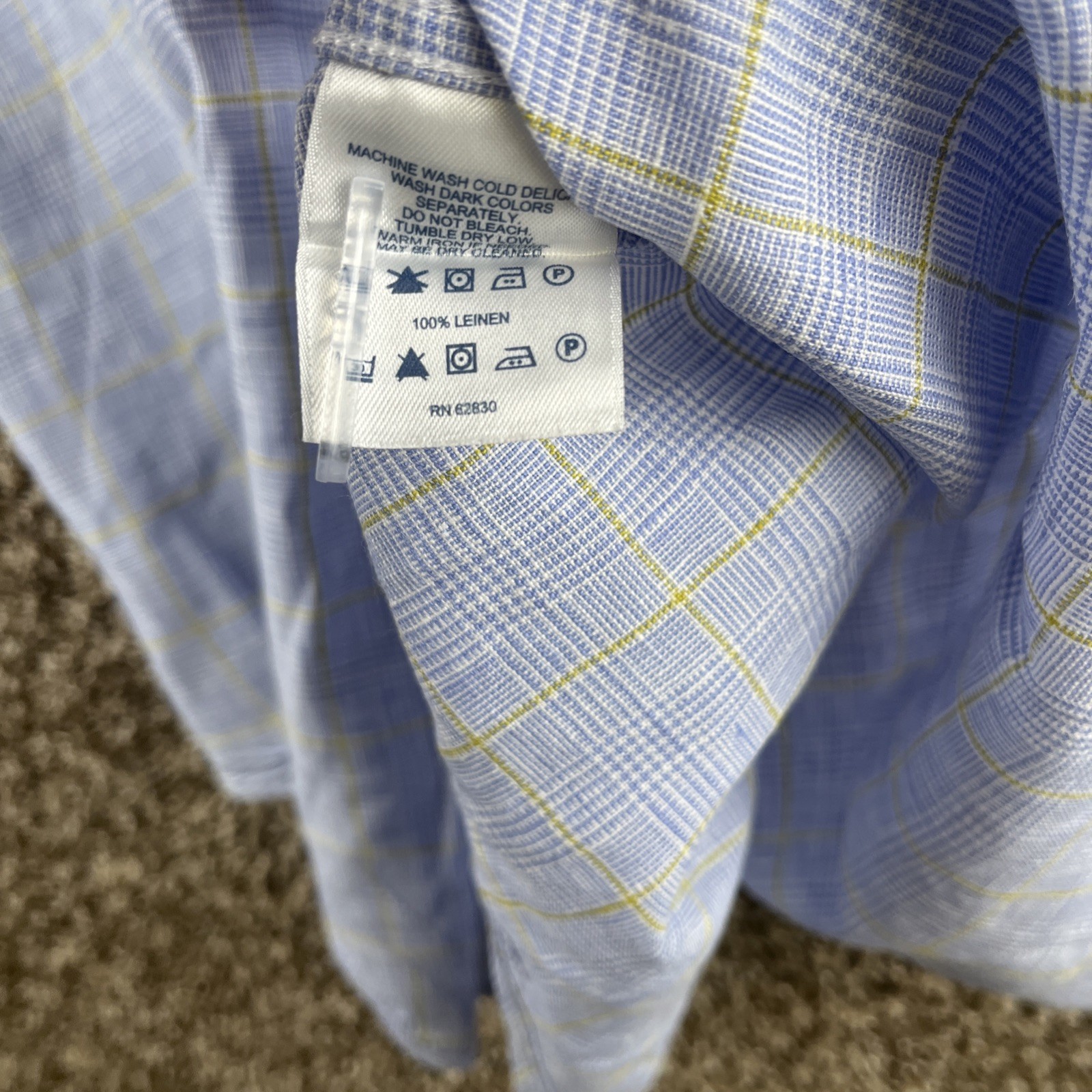 Lands End Baird McNutt Irish Linen Button Up Shirt M Mens Tailored Fit 15 – 15.5