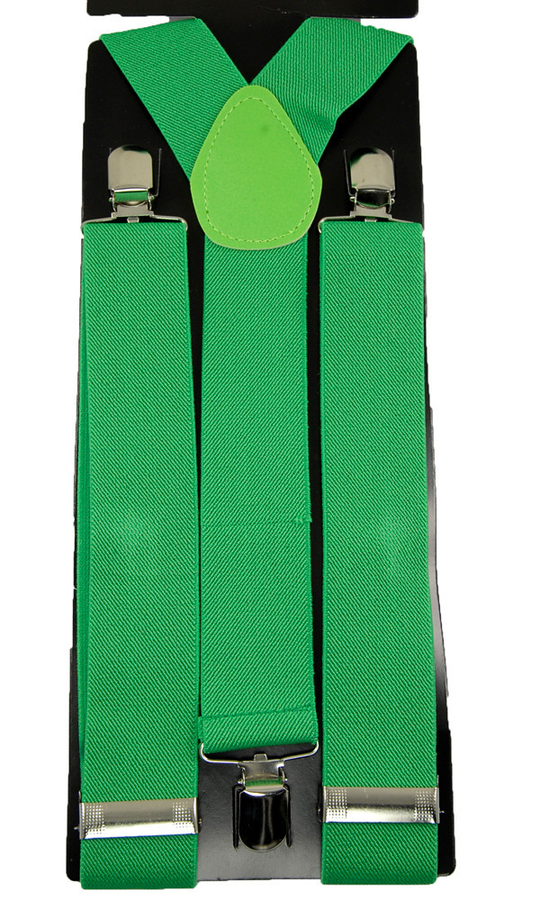 Men’s Unisex Clip-on Braces Elastic Y-back Suspender “Green” Width 1 1/2 inch