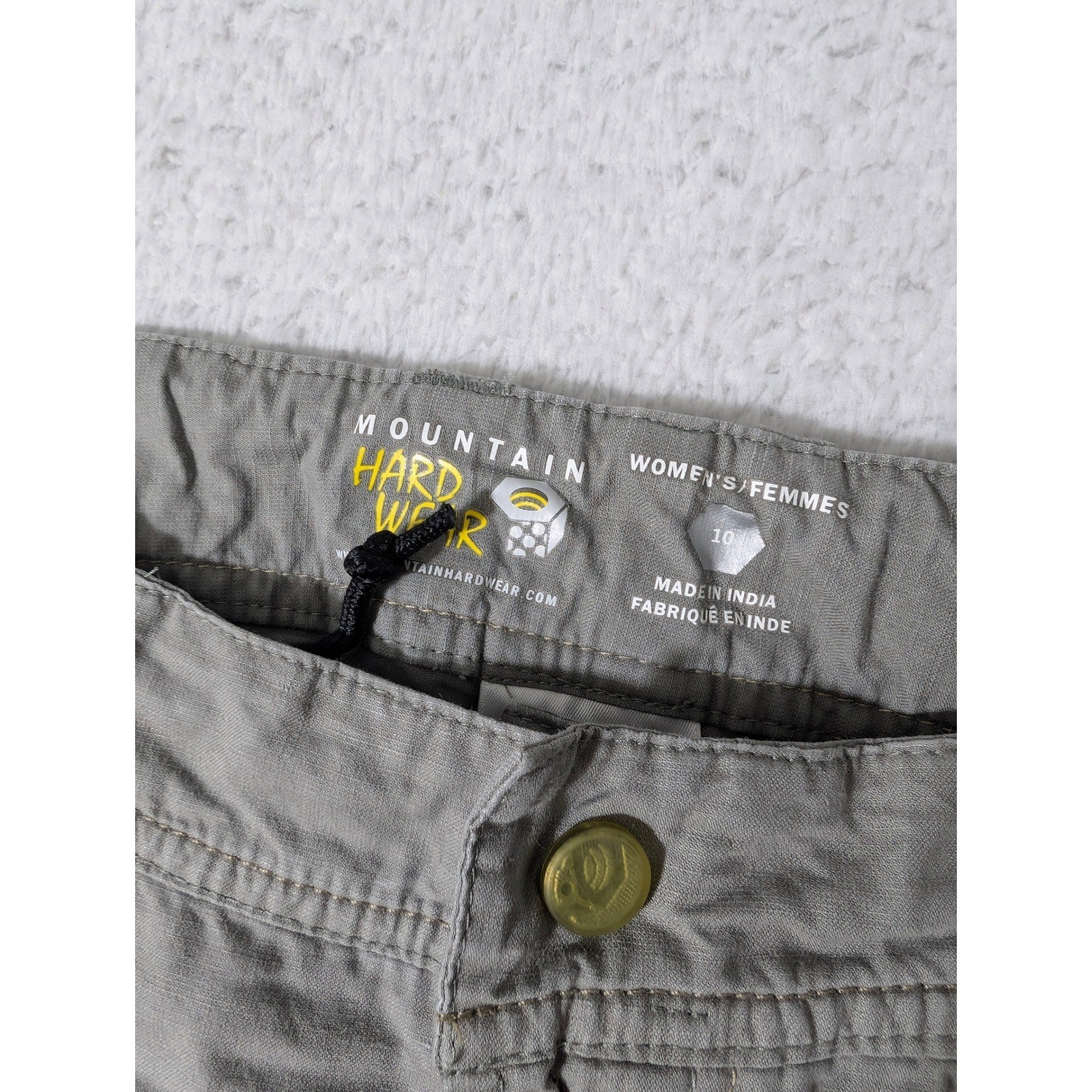 Mountain Hardwear Cropped Pants Womens 10 Grey Organic Cotton Hemp OL2998 Hiking