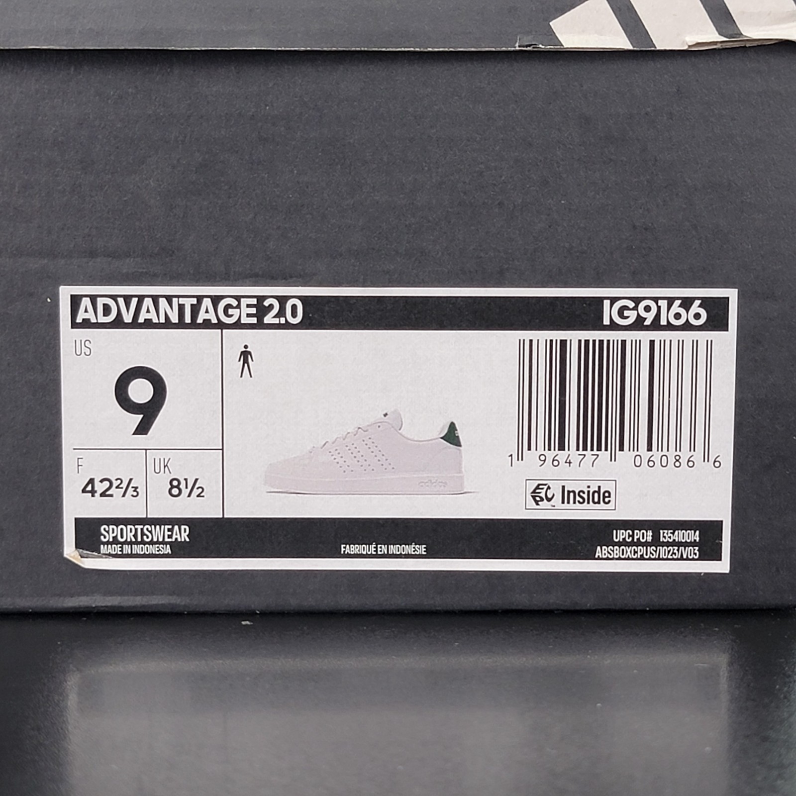 Adidas Advantage Men’s Size 9 Athletic Shoes White Green Casual Sneakers