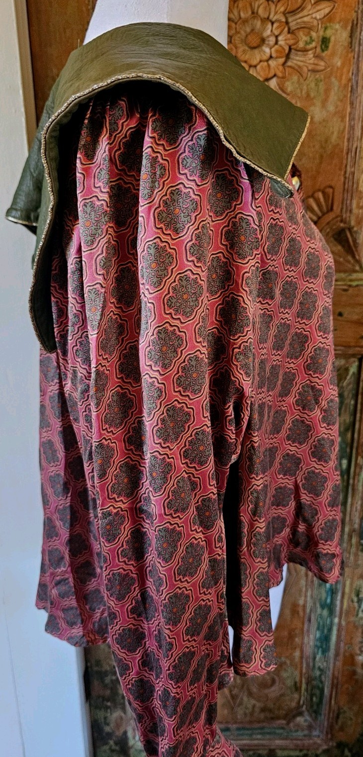 Gorgeous 1980s Silk/Leather Blouse By Boutique Designer Kelli Kouri
