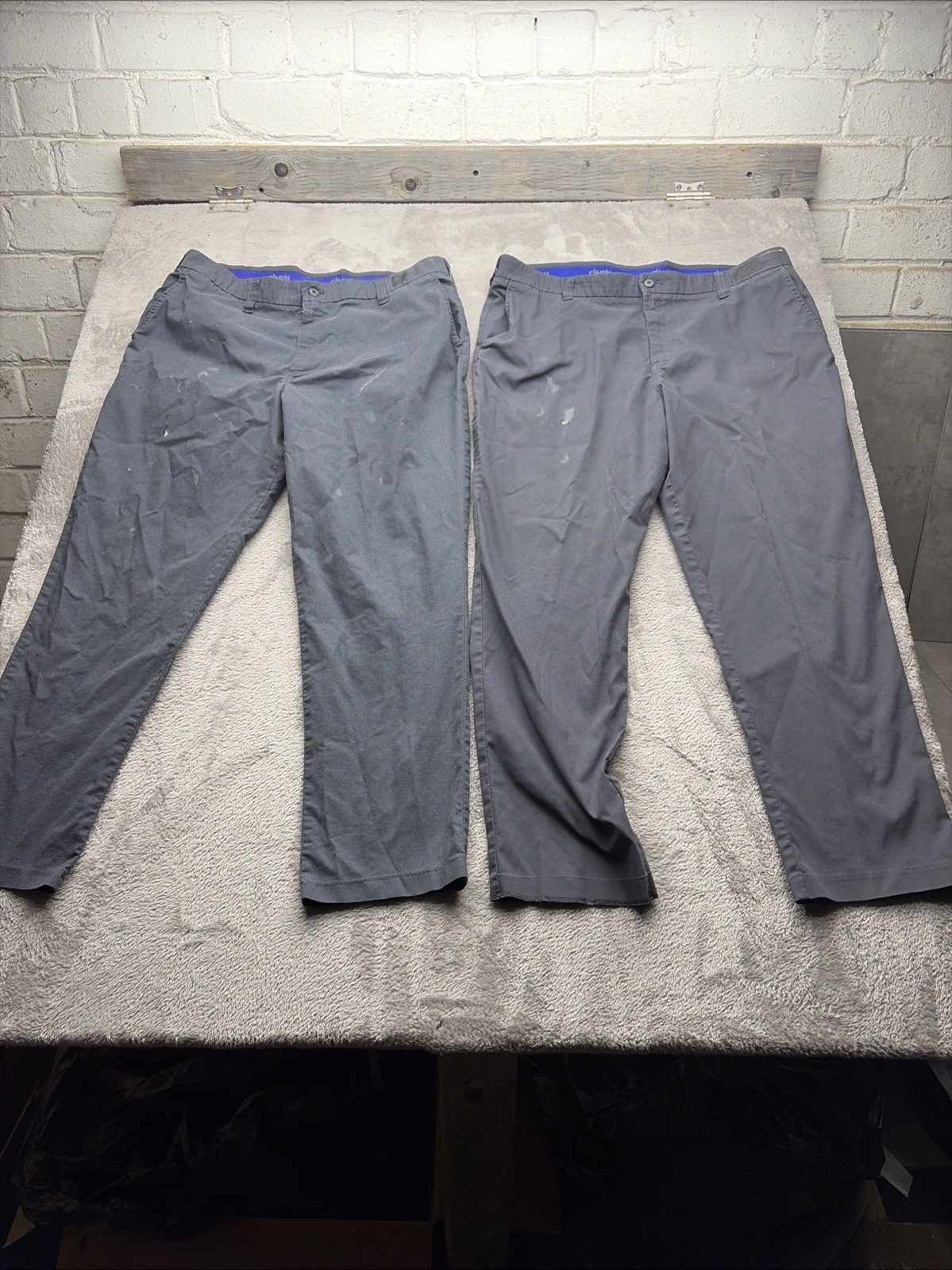 Lot 2 Cintas Work Pants Men’s 40×30 Comfort Flex Gray Polyester Basic Everyday