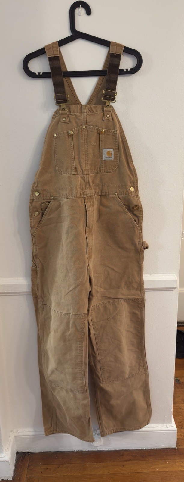 Vintage Carhartt Overalls Duck Bib Double Knee Brown 32 X 34