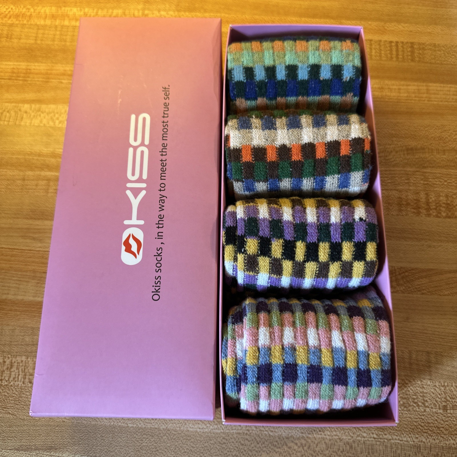 OKISS socks 4 piece multi color thick crew socks women New in box