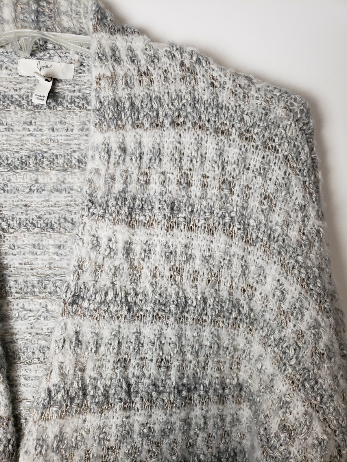 Joie Size S Loredo Boucle Cardigan Gray Knit Open Front