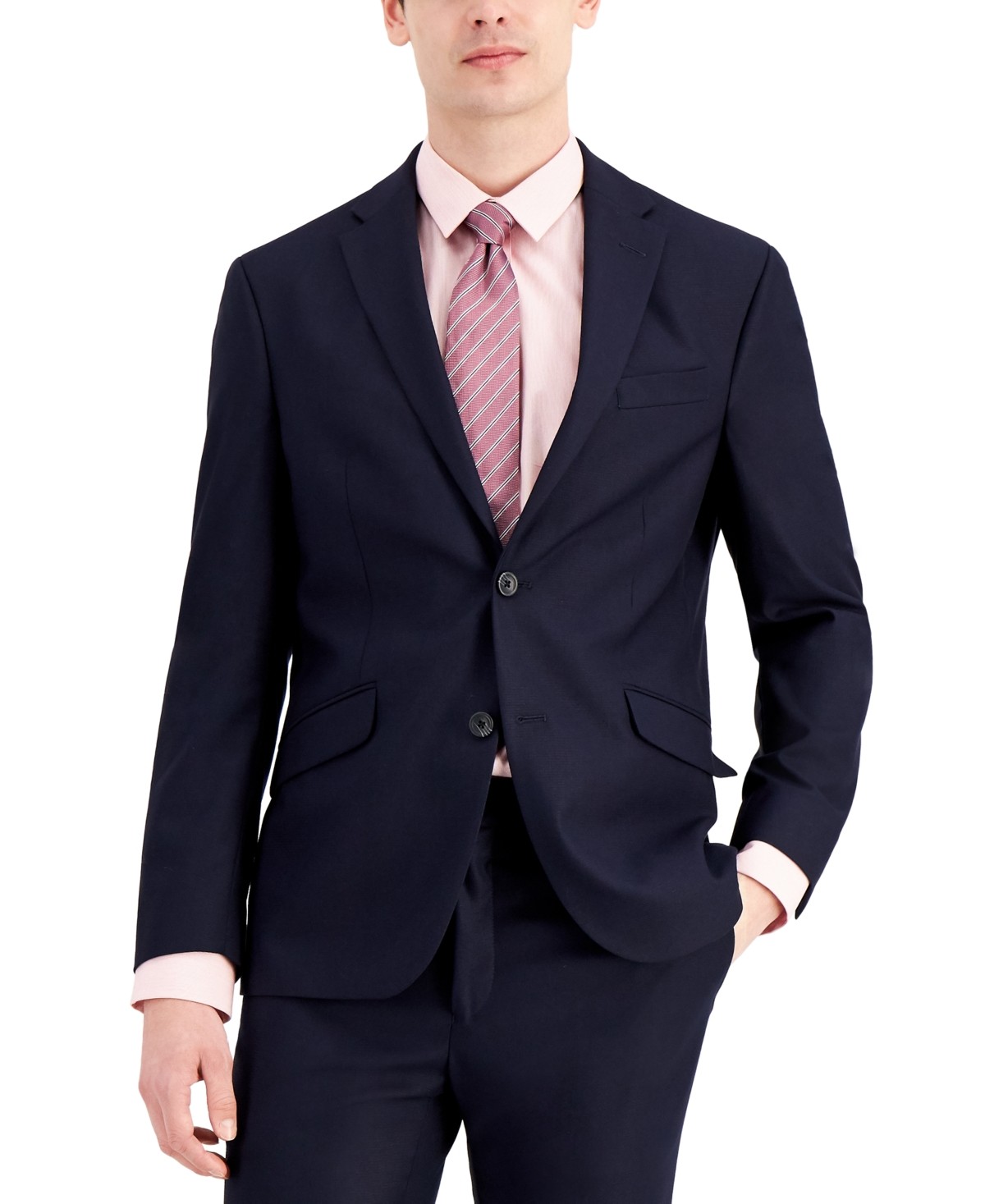 Kenneth Cole Mens Slim fit Suit Jacket Blazer 44 R Navy Blue Solid