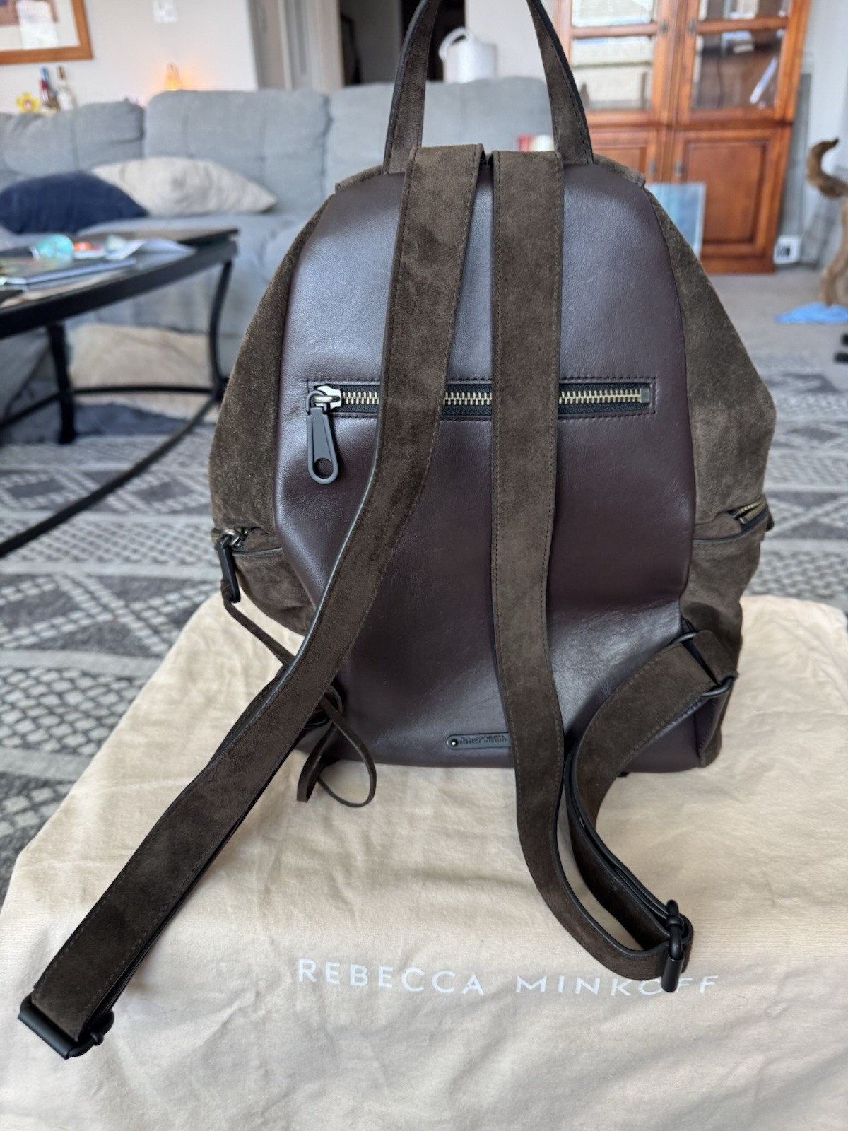 Women’s Leather Backpack Purse Rebecca Minkoff espresso suede backpack