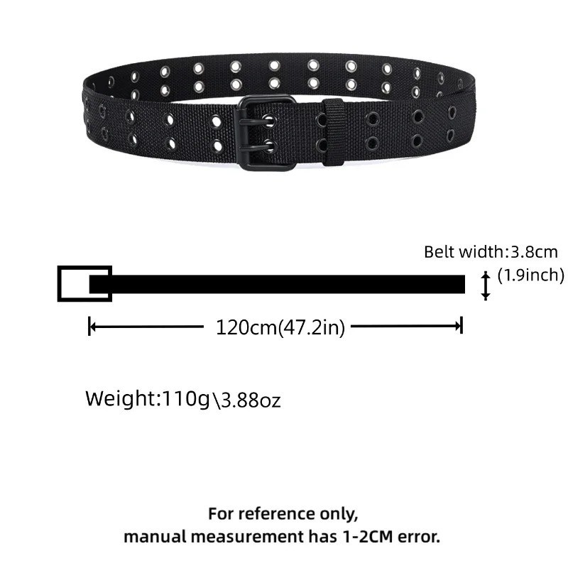 Luxury Nylon Belts Men’s Double Grommet Belt Buckle Outdoor Sport Belt for Jeans