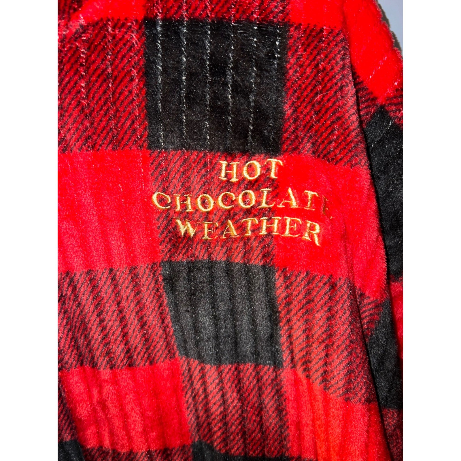 Joyspun Red Black Buffalo Plaid Fuzzy Fleece Hoodie Hot Chocolate Weather 2X