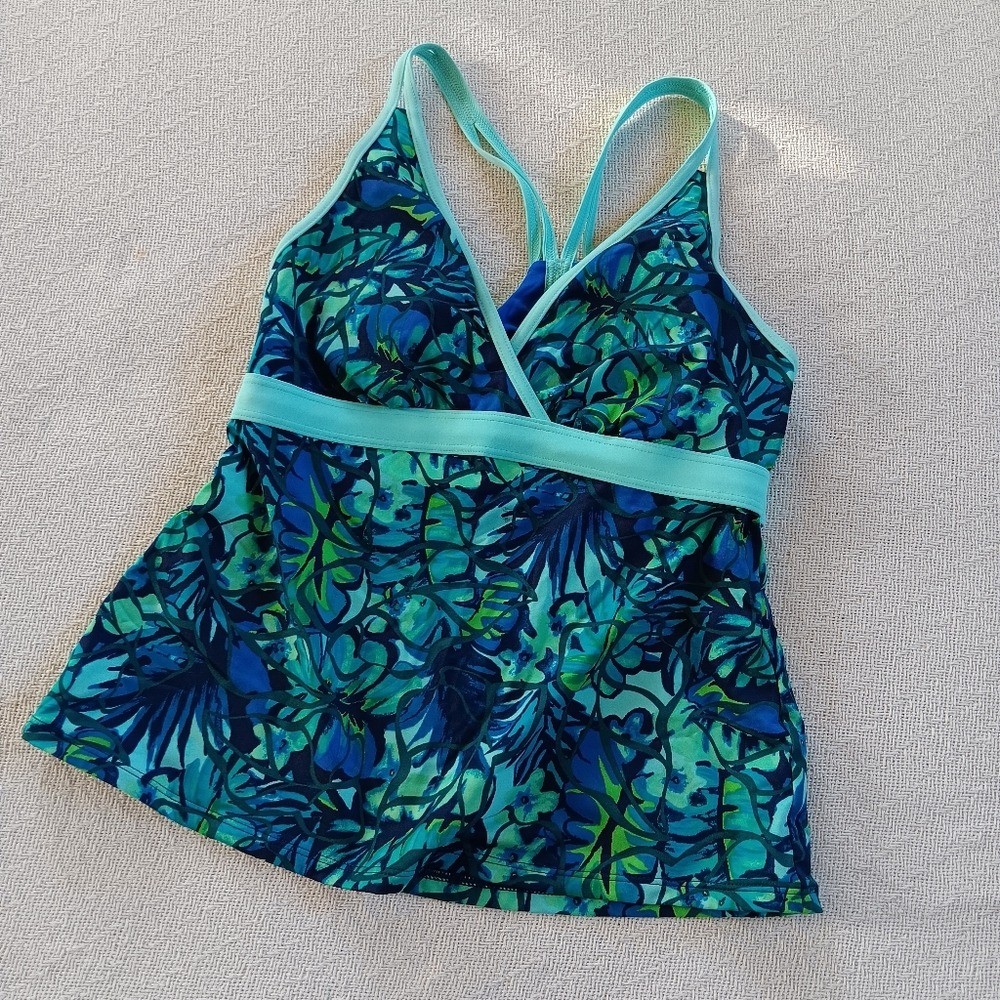 ll bean tankini swim top 4 floral tropical coastal mermaid beachy vacation