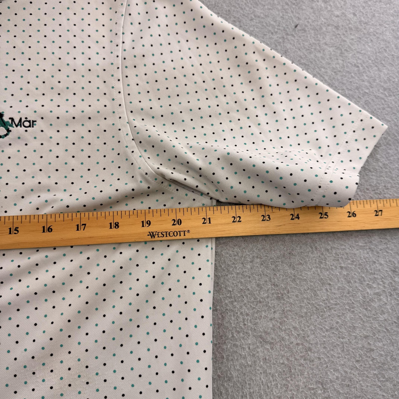 FootJoy Polo Mens Medium White Polka Dot Short Sleeve Rio Mar Golf Shirt