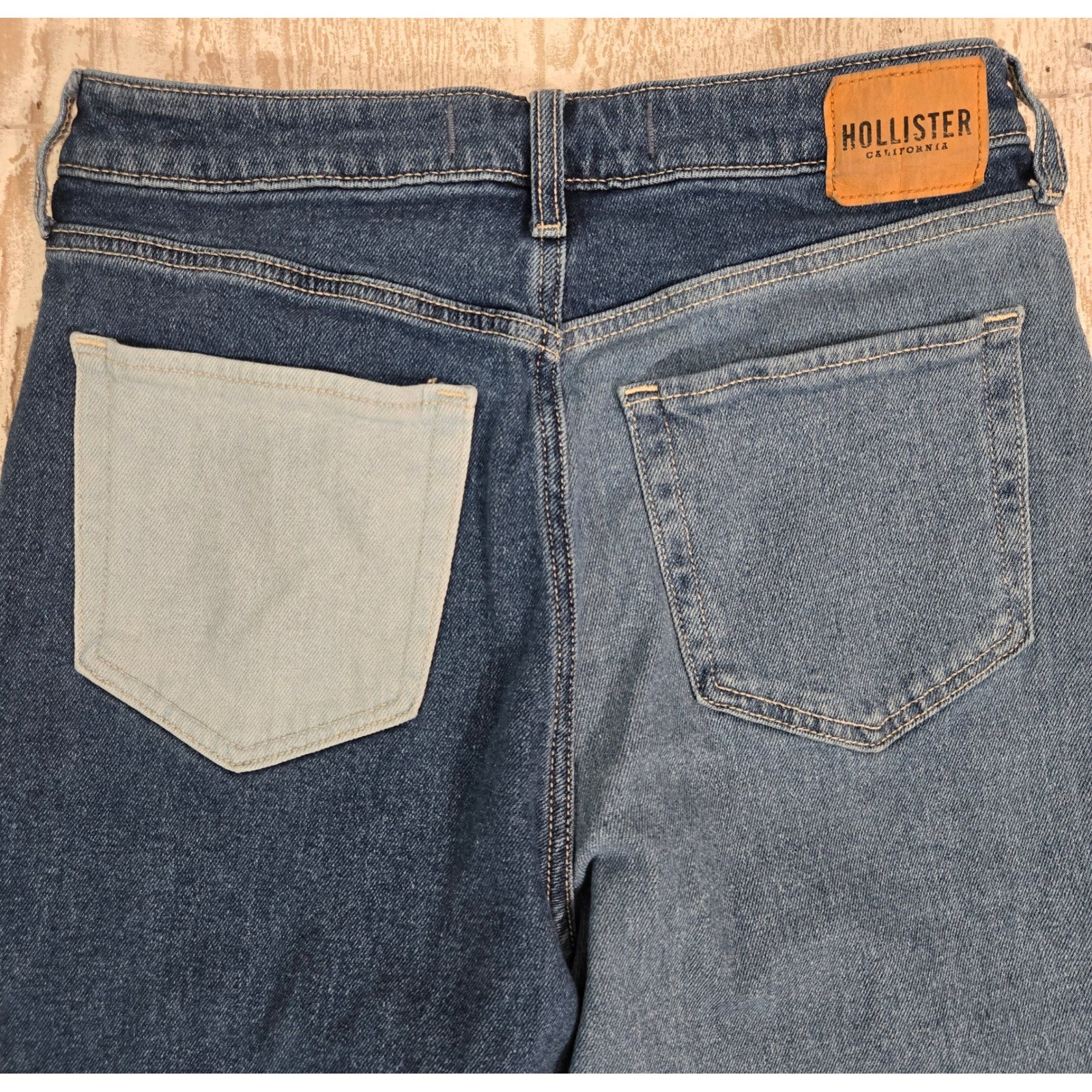 Hollister Patchwork High Rise Mom Y2K Retro Straight Jeans Colorblock Size 7S