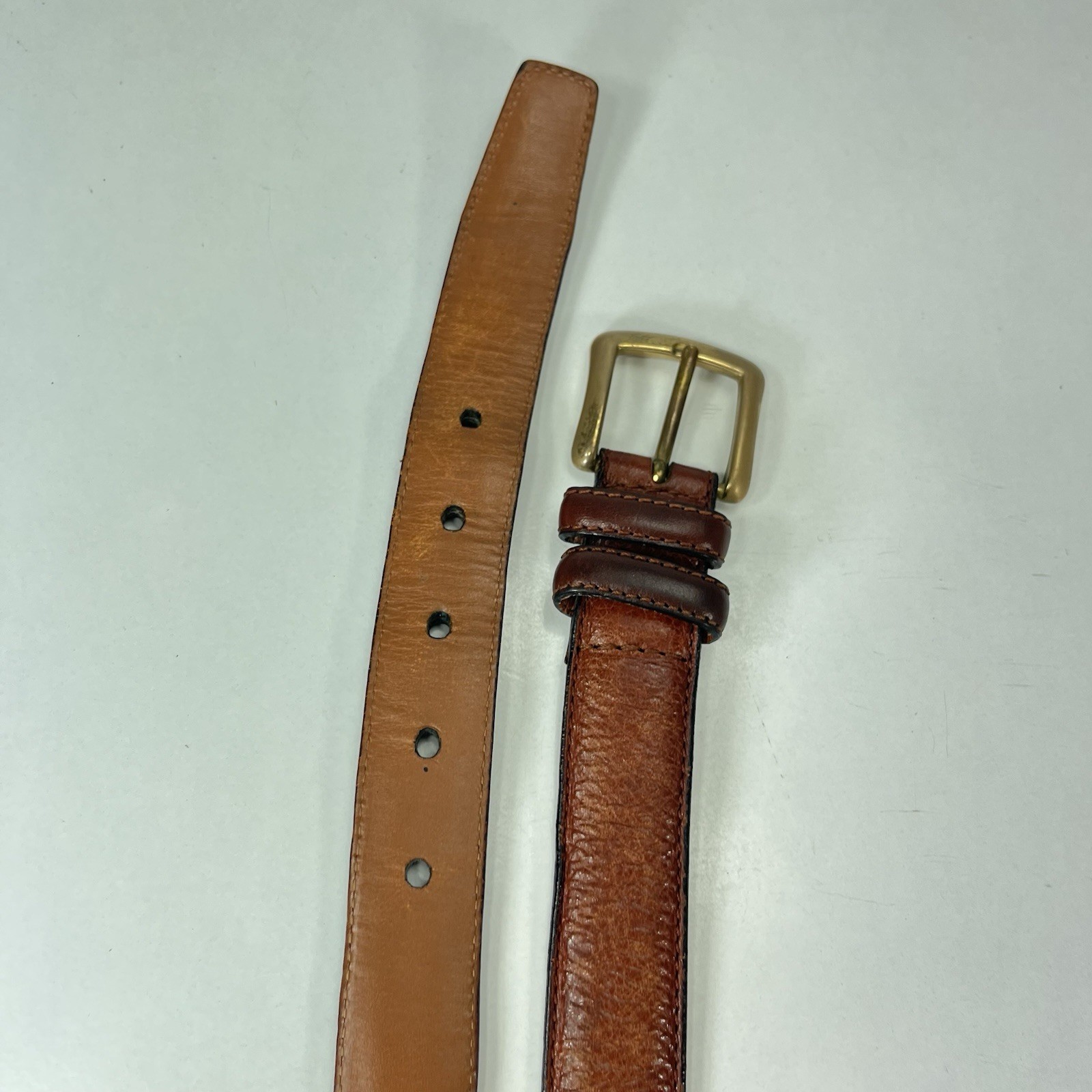 Roundtree & Yorke Worn Brown Italian Full Grain Leather Dress Belt – Men Size 36