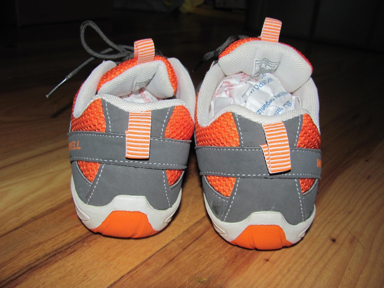 Merrell Orange Flux Glove Minimalist Shoes Synthetic Mesh Upper Lace Up Kids 6