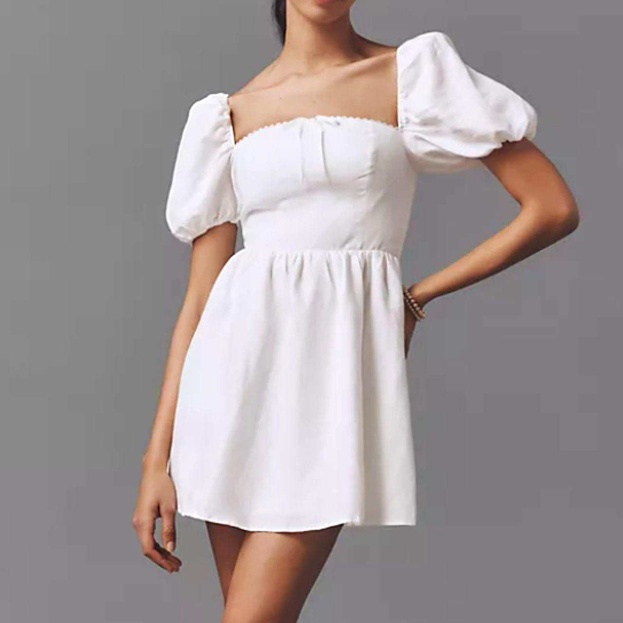 NWT Reformation White Anabella Linen Mini Fit Dress Size 6