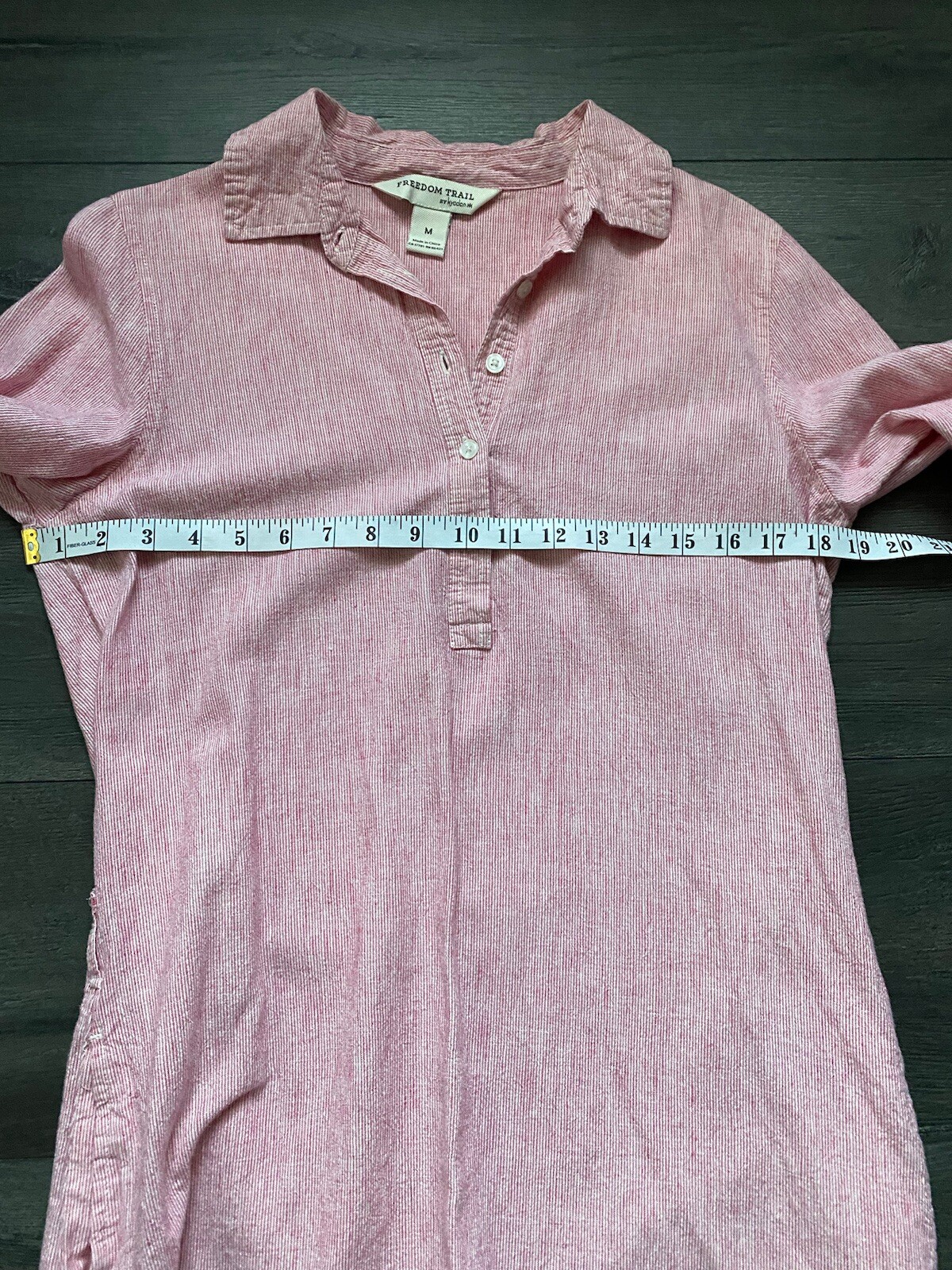 Freedom Trail by Kyodan Womens Red Striped Linen Blend Shirt Dress Size M *READ