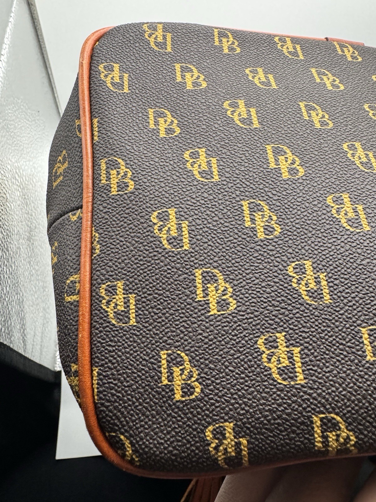 Dooney & Bourke Greta Signature Murphy Backpack Tassel Draw String Monogrammed