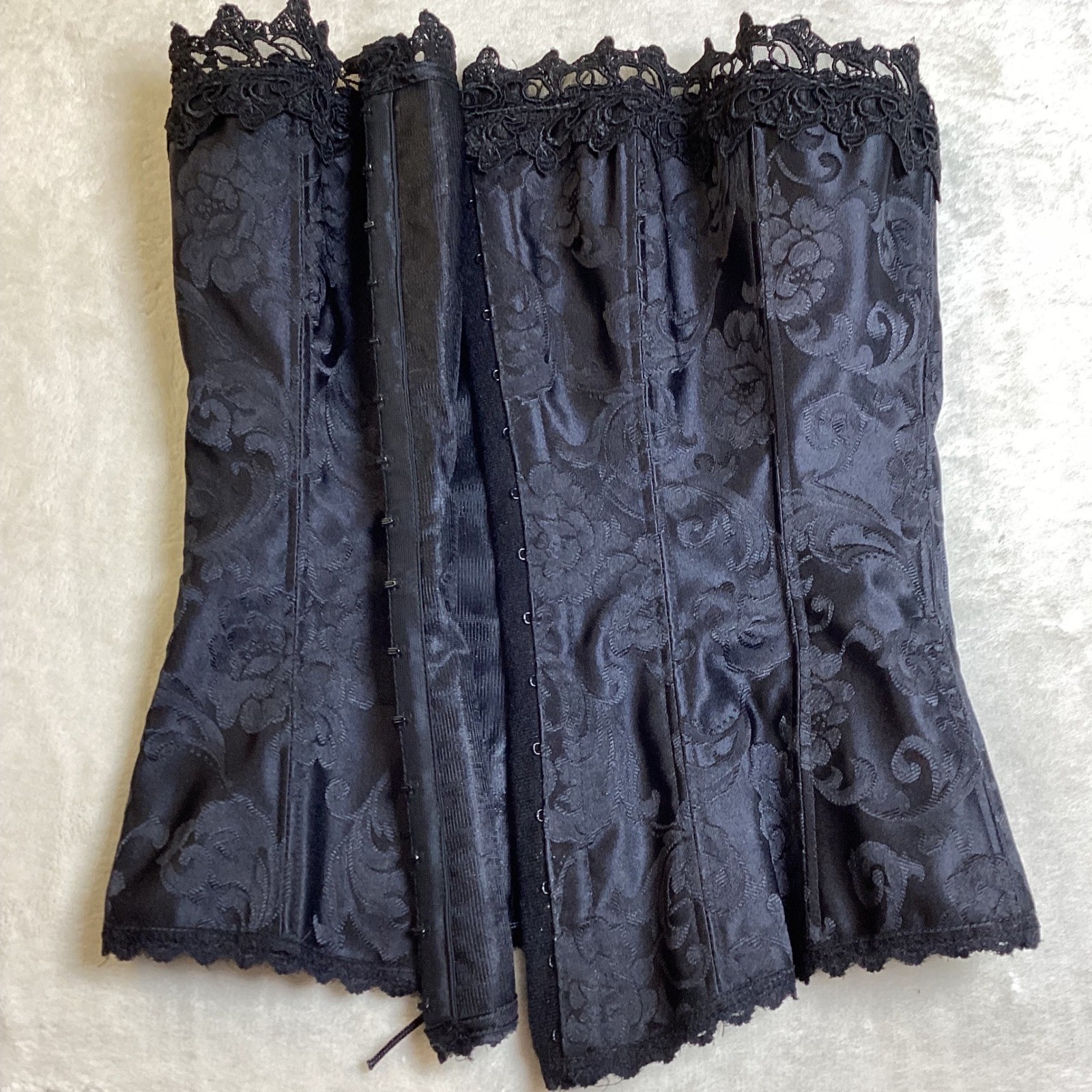 Fredericks of Hollywood Black Jacquard Lace Up Corset Bustier Top Goth Victorian