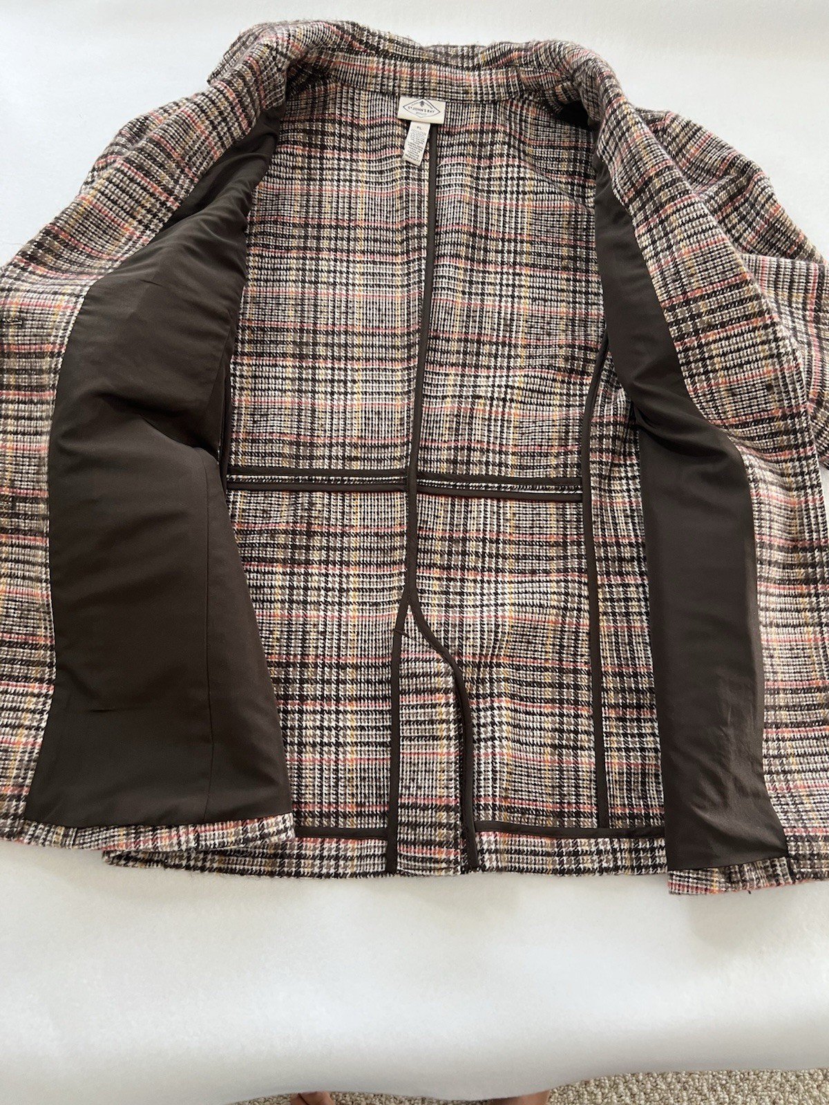 St John’s Bay Women’s Large Multicolor Petite Plaid Blazer