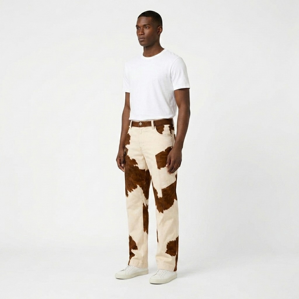 Men’s Brown Hair On Western Cowhide Leather Style Leather Pant Western Pant